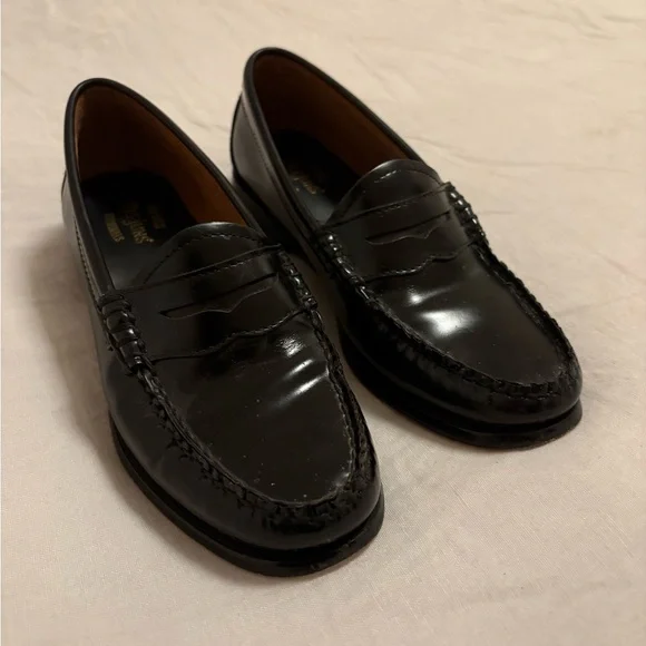 G.H. Bass & Co Black Leather Penny Loafers Flats - Picture 8 of 11